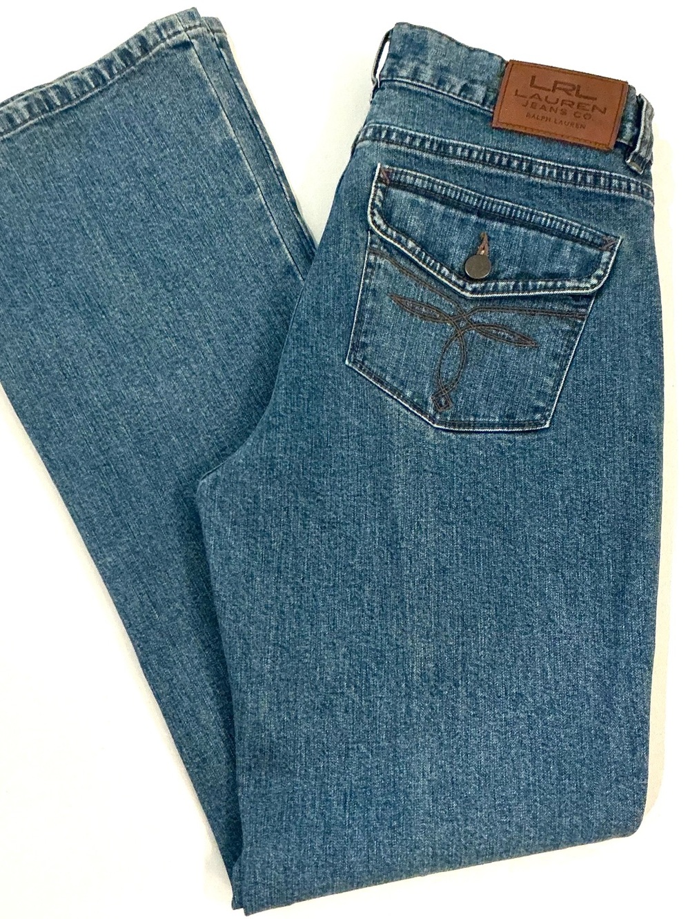 RALPH LAUREN JEANS, Women's RARE Mid-Rise Blue Wash Denim Jeans 1990s, Sz 2P EUC